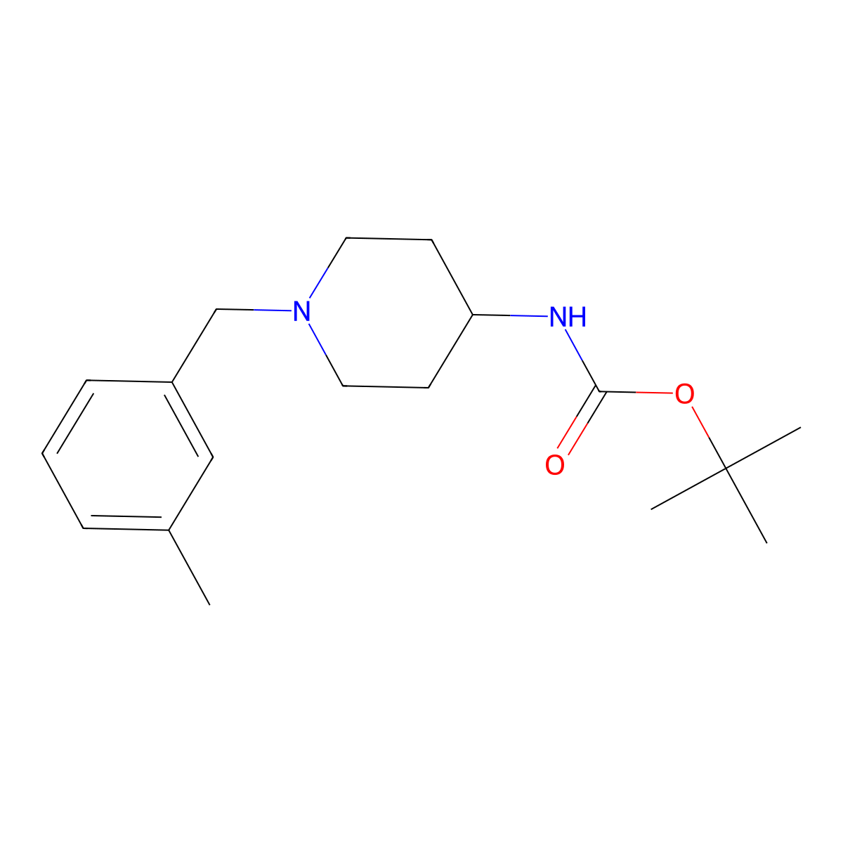 Tert-butyl (1-(3-methylbenzyl)piperidin-4-yl)carbamate molecular structure, CAS 203321-93-1