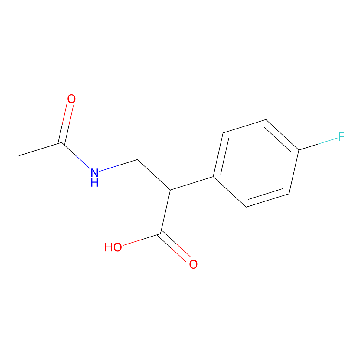 3-Acetamido-2-(4-fluorophenyl)propanoic acid molecular structure, CAS 2033709-97-4