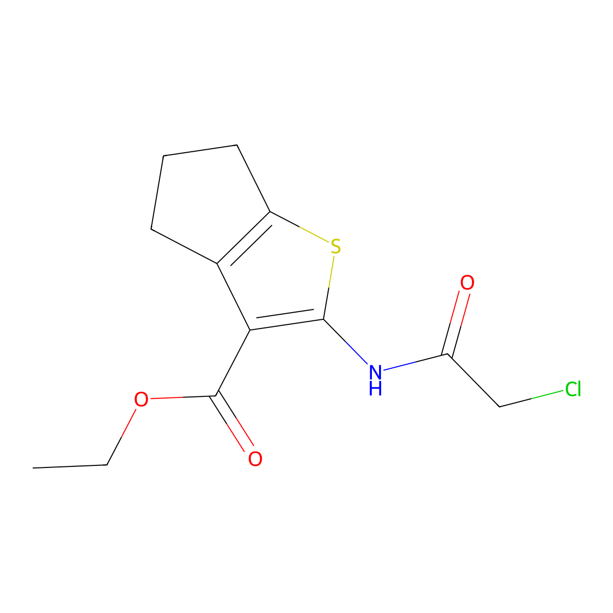2-(2-Chloro-acetylamino)-5,6-dihydro-4H-cyclopenta[b]thiophene-3-carboxylic acid ethyl ester molecular structure, CAS 203385-15-3