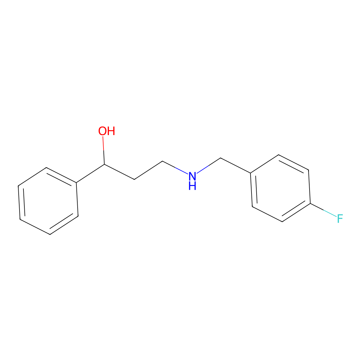 3-{[(4-Fluorophenyl)methyl]amino}-1-phenylpropan-1-ol molecular structure, CAS 203389-82-6