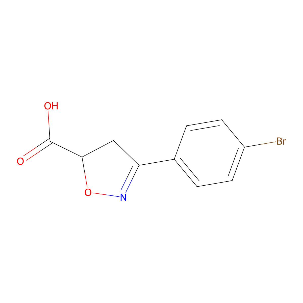 3-(4-bromophenyl)-4,5-dihydro-1,2-oxazole-5-carboxylic Acid molecular structure, CAS 203392-15-8