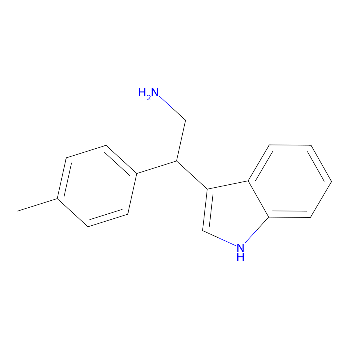 2-(1H-indol-3-yl)-2-(4-methylphenyl)ethanamine molecular structure, CAS 203394-22-3