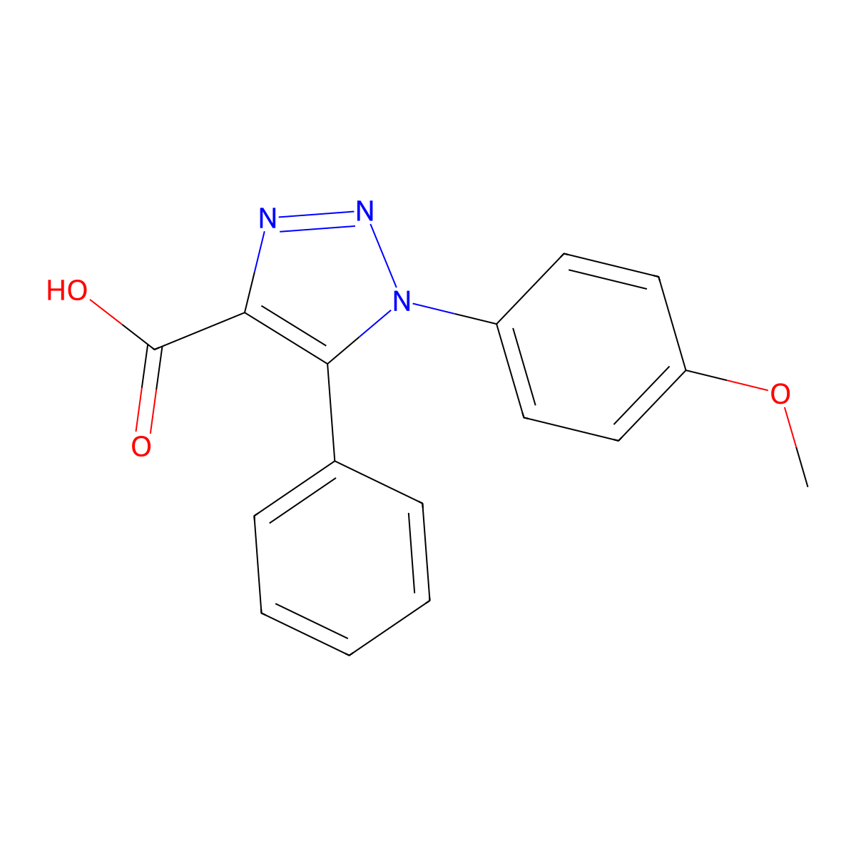 1-(4-methoxyphenyl)-5-phenyl-1H-1,2,3-triazole-4-carboxylic acid molecular structure, CAS 2034-29-9