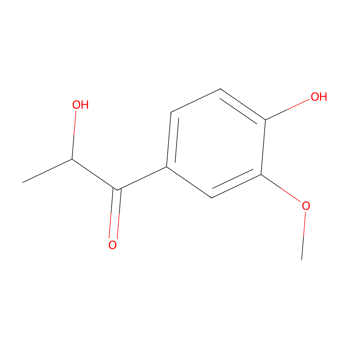 2-Hydroxy-1-(4-hydroxy-3-methoxyphenyl)-1-propanone molecular structure, CAS 2034-61-9