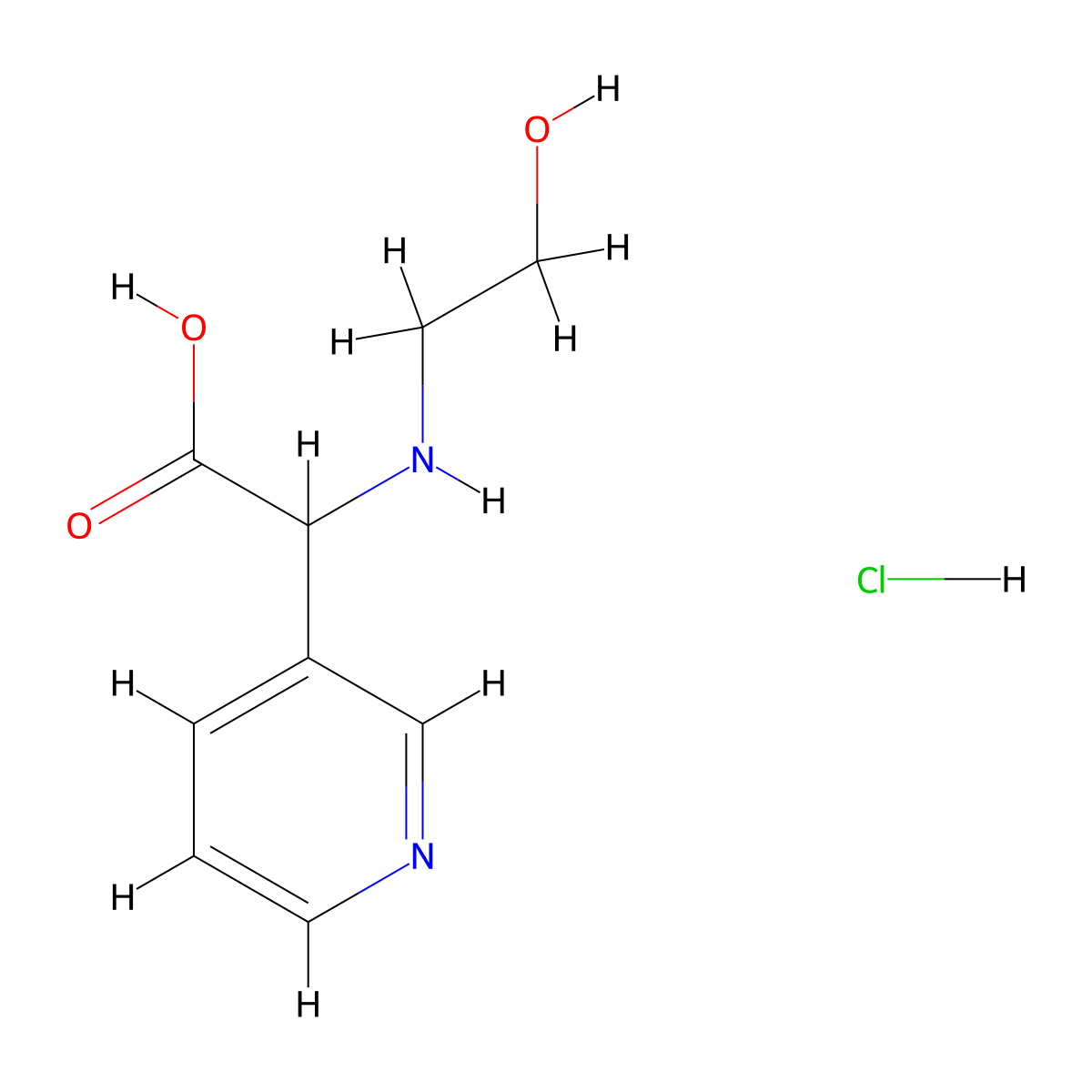 2-((2-Hydroxyethyl)amino)-2-(pyridin-3-yl)acetic acid hydrochloride molecular structure, CAS 2034153-23-4