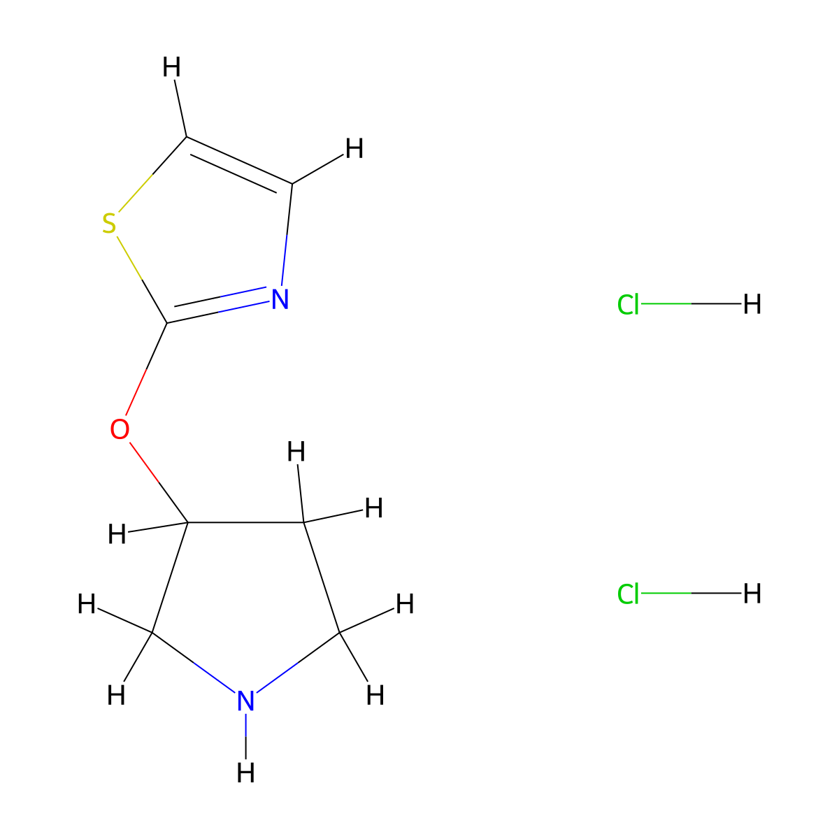 2-(Pyrrolidin-3-yloxy)thiazole dihydrochloride molecular structure, CAS 2034153-25-6