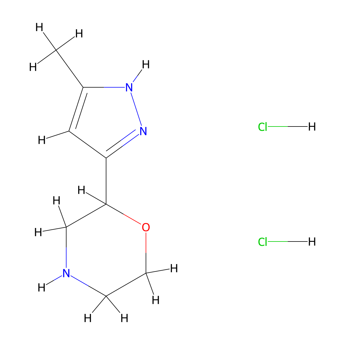 2-(5-methyl-1H-pyrazol-3-yl)morpholine dihydrochloride molecular structure, CAS 2034153-26-7