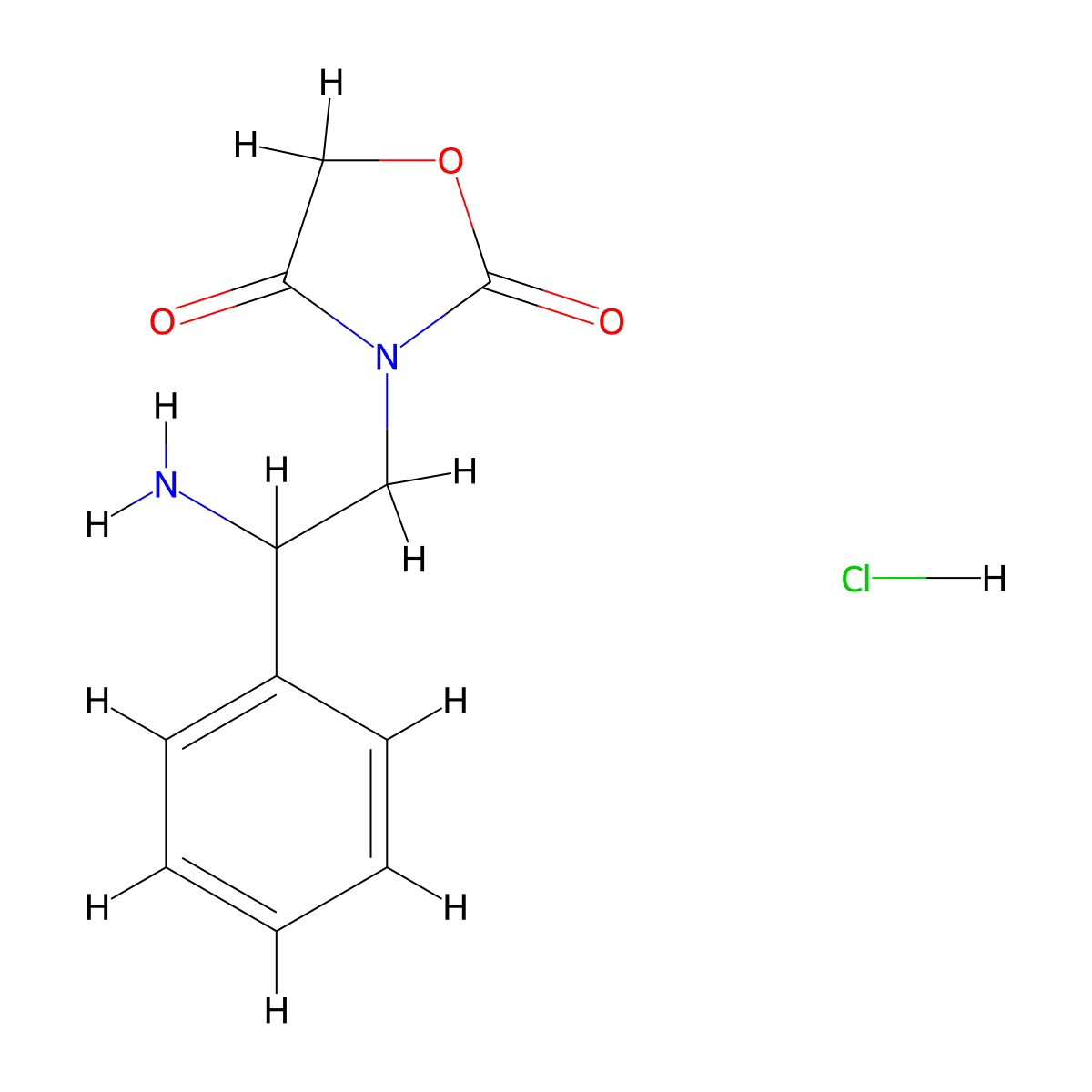 3-(2-Amino-2-phenylethyl)oxazolidine-2,4-dione hydrochloride molecular structure, CAS 2034153-28-9