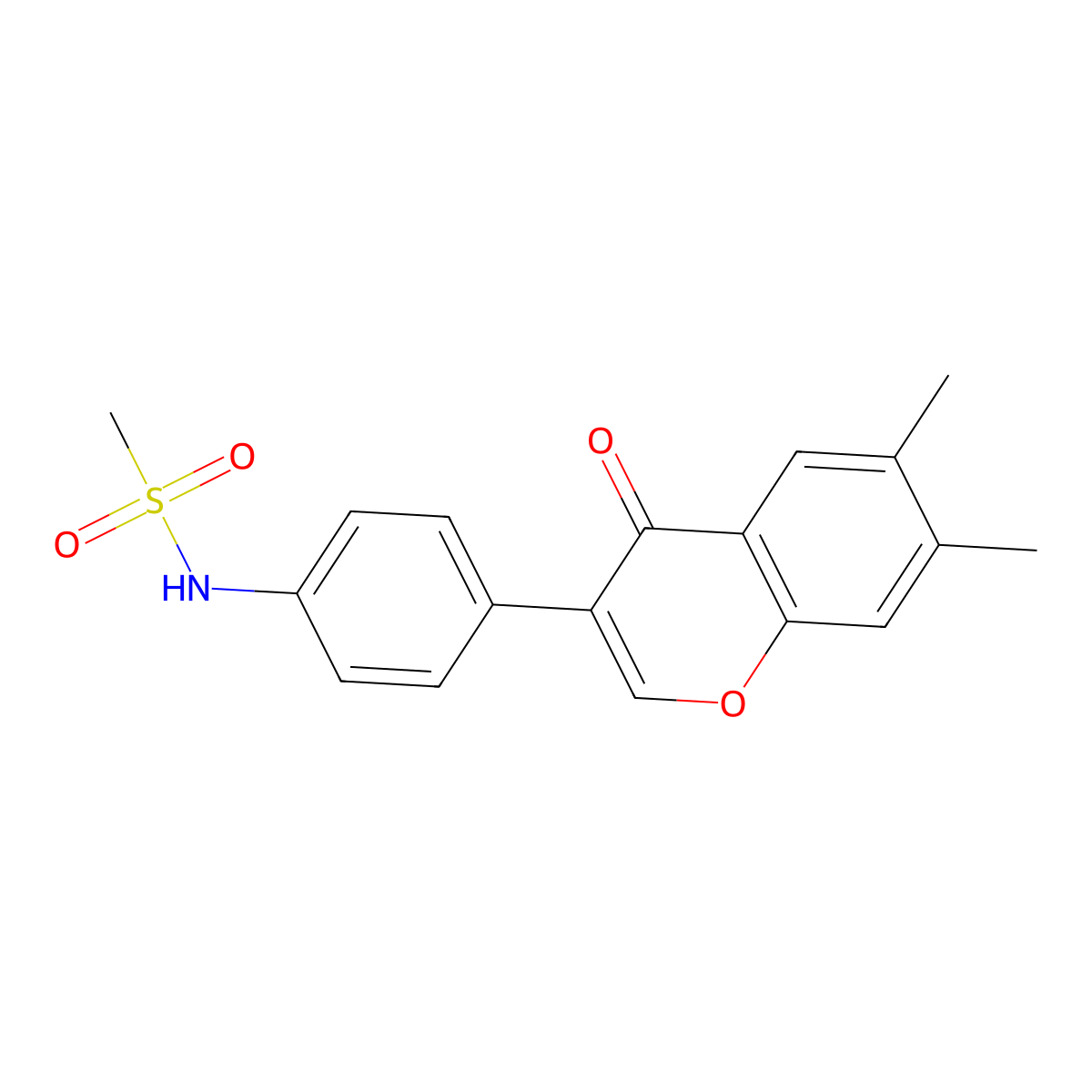 N-(4-(6,7-dimethyl-4-oxo-4H-chromen-3-yl)phenyl)methanesulfonamide molecular structure, CAS 2034153-32-5