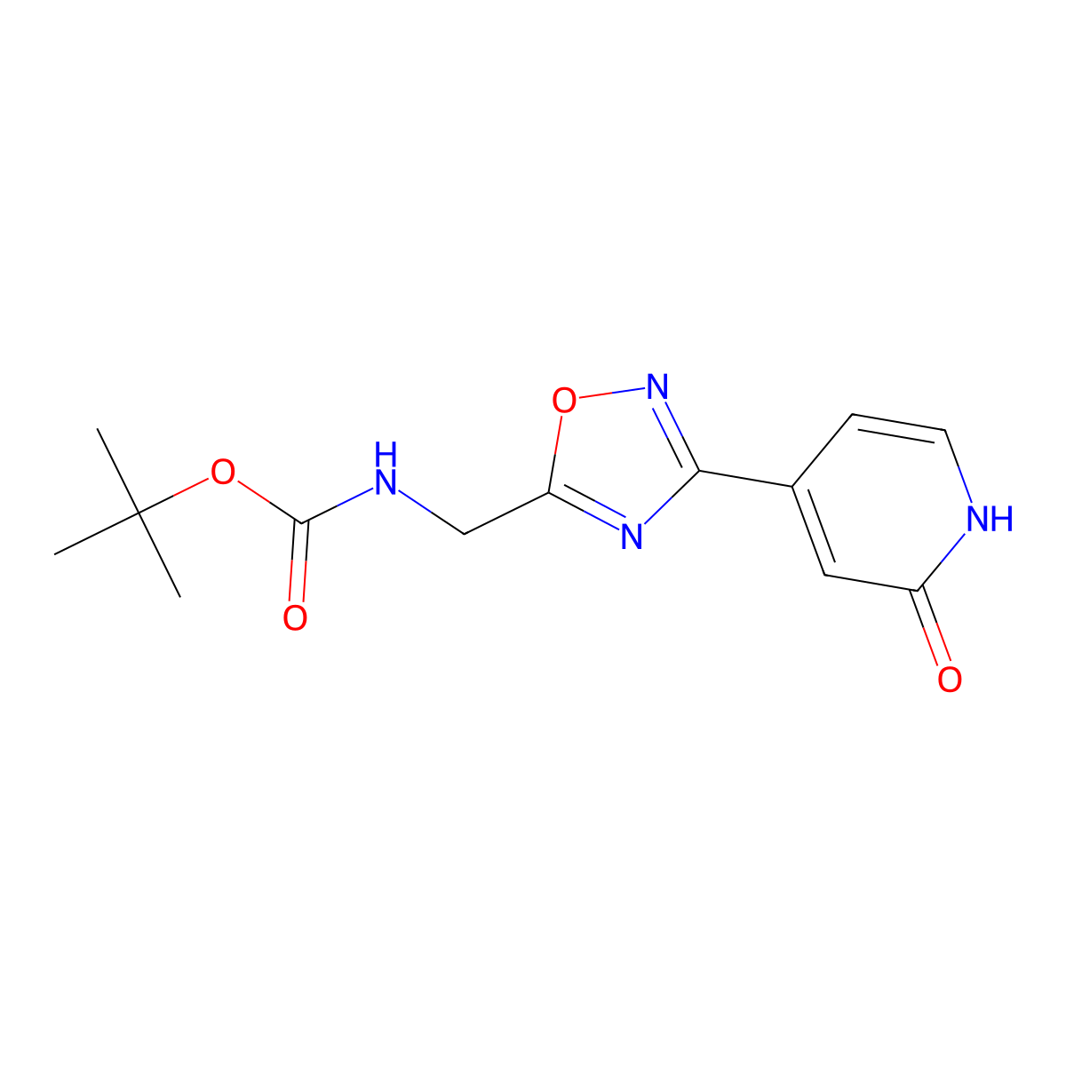 Tert-butyl ((3-(2-oxo-1,2-dihydropyridin-4-yl)-1,2,4-oxadiazol-5-yl)methyl)carbamate molecular structure, CAS 2034153-34-7