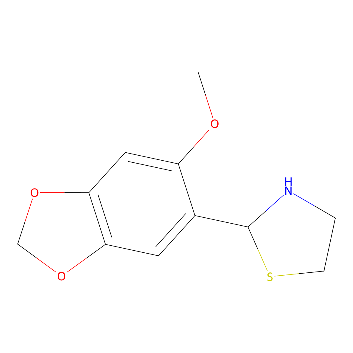 2-(6-Methoxybenzo[d][1,3]dioxol-5-yl)thiazolidine molecular structure, CAS 2034153-37-0