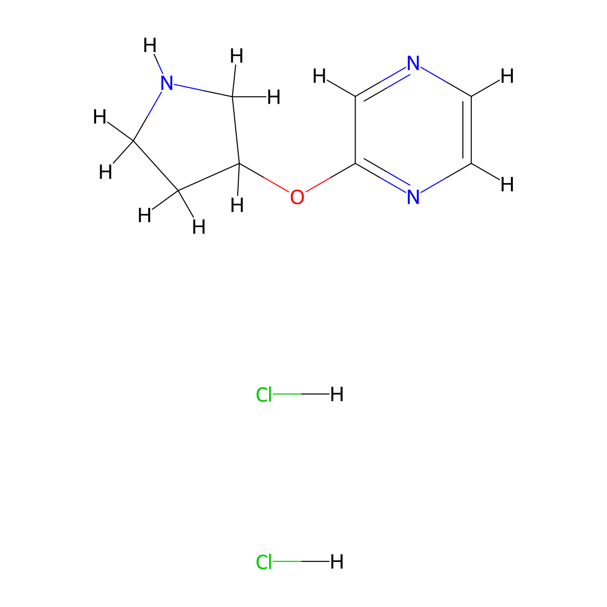 2-(Pyrrolidin-3-yloxy)pyrazine dihydrochloride molecular structure, CAS 2034153-40-5