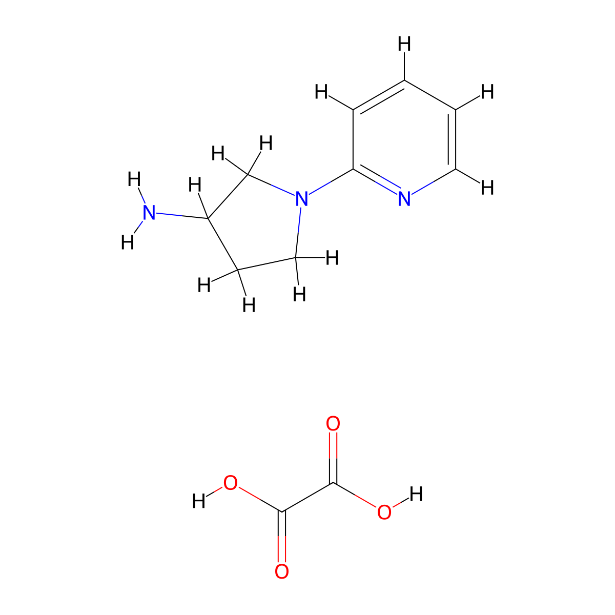 1-(Pyridin-2-yl)pyrrolidin-3-amine; oxalic acid molecular structure, CAS 2034153-41-6