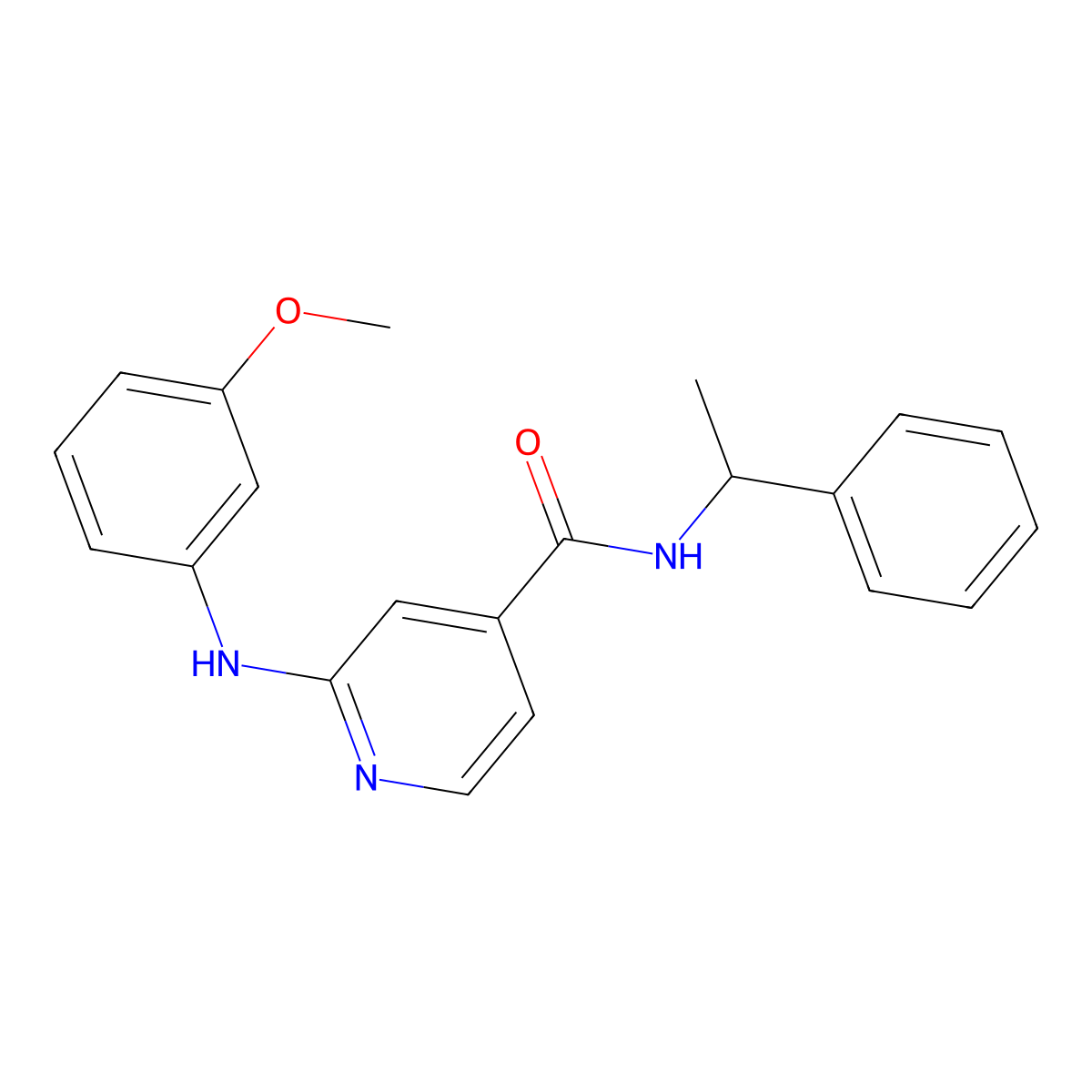 2-[(3-Methoxyphenyl)amino]-N-(1-phenylethyl)pyridine-4-carboxamide molecular structure, CAS 2034154-13-5