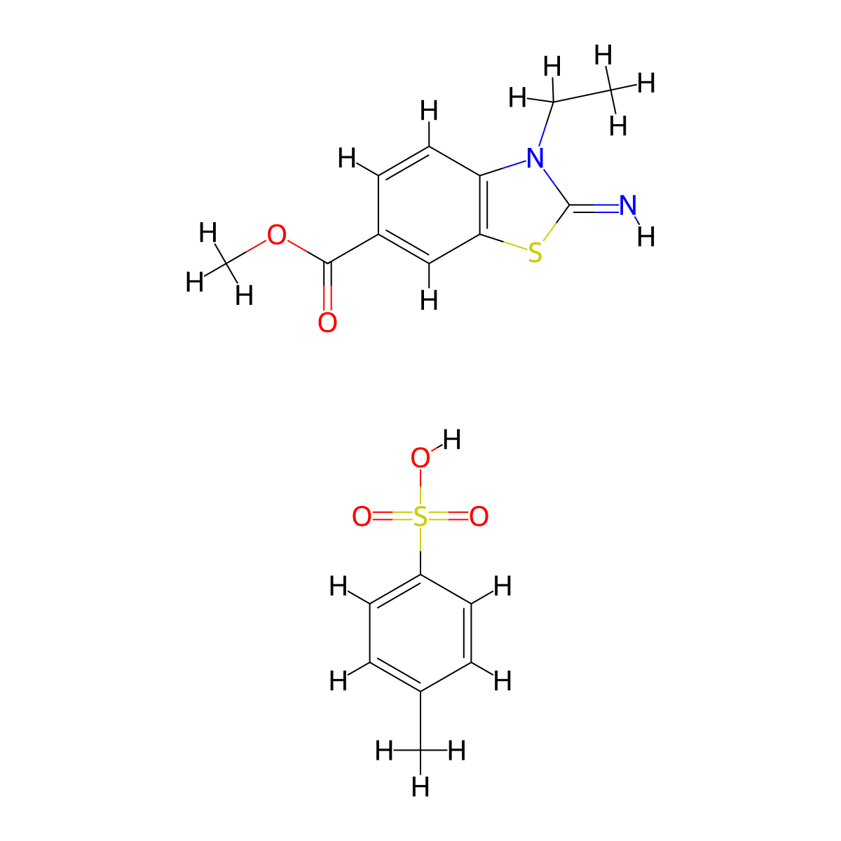 Methyl 3-ethyl-2-imino-2,3-dihydrobenzo[d]thiazole-6-carboxylate 4-methylbenzenesulfonate molecular structure, CAS 2034154-17-9