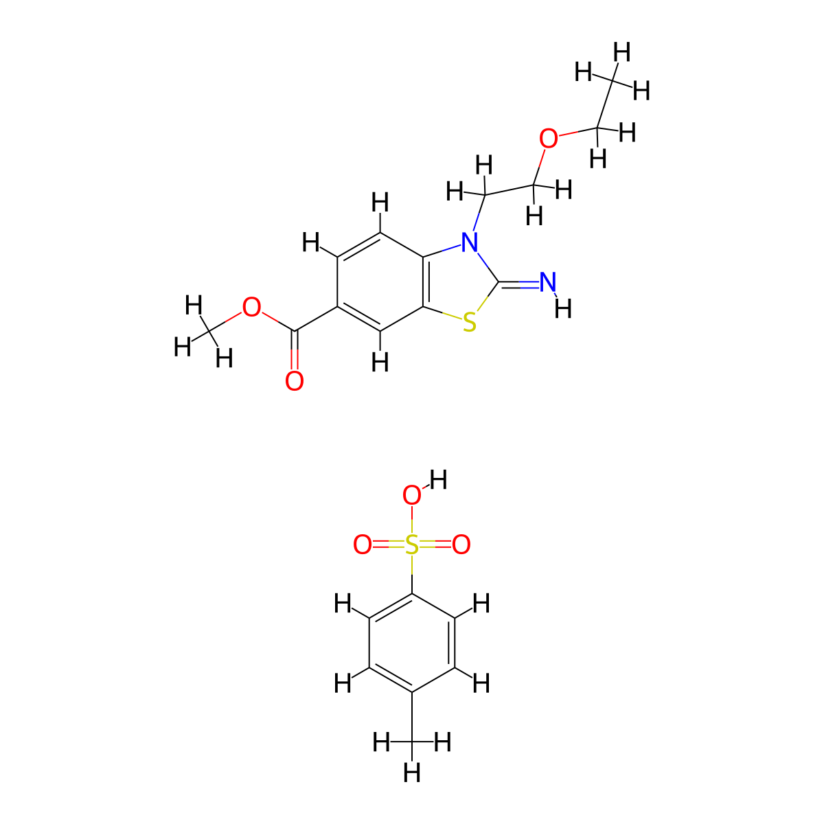 Methyl 3-(2-ethoxyethyl)-2-imino-2,3-dihydrobenzo[d]thiazole-6-carboxylate 4-methylbenzenesulfonate molecular structure, CAS 2034154-18-0