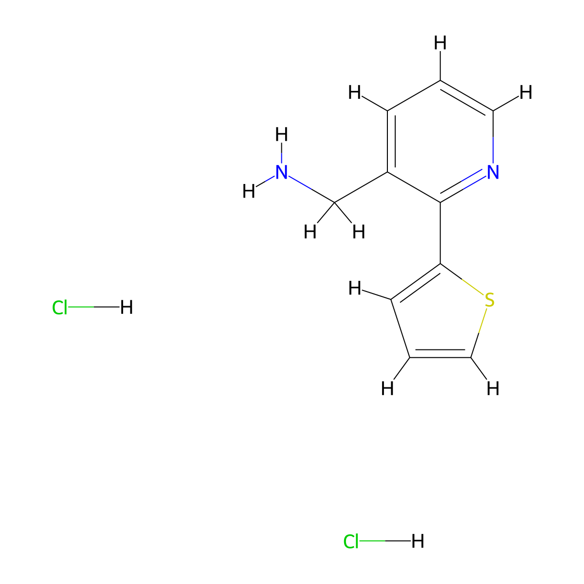 [2-(Thiophen-2-yl)pyridin-3-yl]methanamine dihydrochloride molecular structure, CAS 2034154-30-6