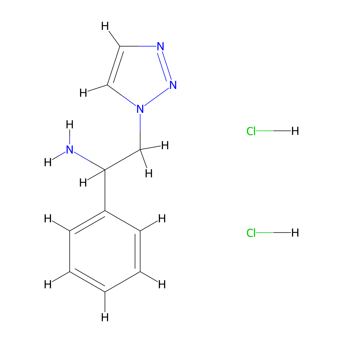 1-phenyl-2-(1H-1,2,3-triazol-1-yl)ethanamine dihydrochloride molecular structure, CAS 2034154-76-0