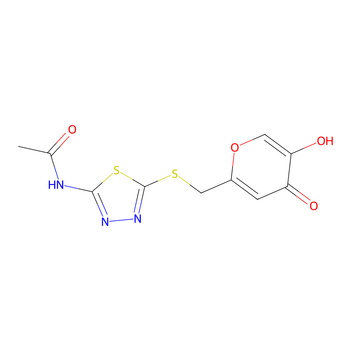 N-(5-(((5-hydroxy-4-oxo-4H-pyran-2-yl)methyl)thio)-1,3,4-thiadiazol-2-yl)acetamide molecular structure, CAS 2034154-82-8