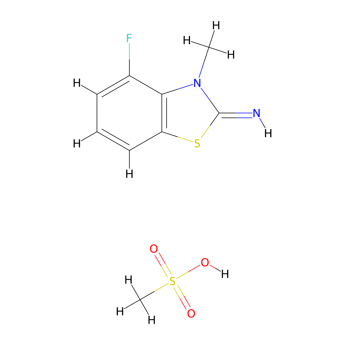 4-fluoro-3-methylbenzo[d]thiazol-2(3H)-imine methanesulfonate molecular structure, CAS 2034154-86-2