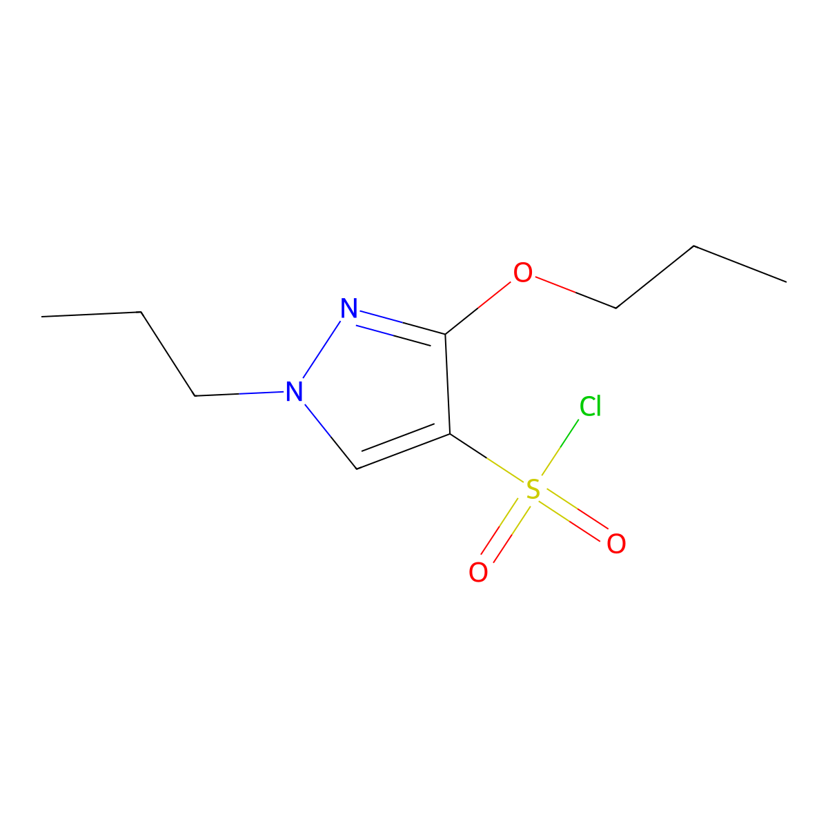 3-propoxy-1-propyl-1H-pyrazole-4-sulfonyl chloride molecular structure, CAS 2034154-87-3