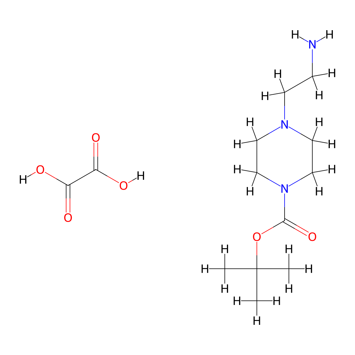 tert-Butyl 4-(2-aminoethyl)piperazine-1-carboxylate oxalate molecular structure, CAS 2034154-90-8