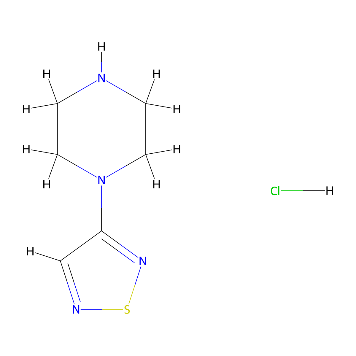 3-(Piperazin-1-yl)-1,2,5-thiadiazole hydrochloride molecular structure, CAS 2034154-98-6