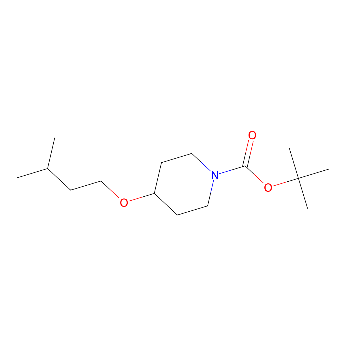 Tert-butyl 4-(3-methylbutoxy)piperidine-1-carboxylate molecular structure, CAS 2034155-23-0