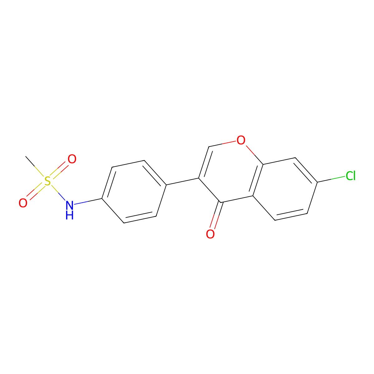 N-(4-(7-chloro-4-oxo-4H-chromen-3-yl)phenyl)methanesulfonamide molecular structure, CAS 2034155-30-9