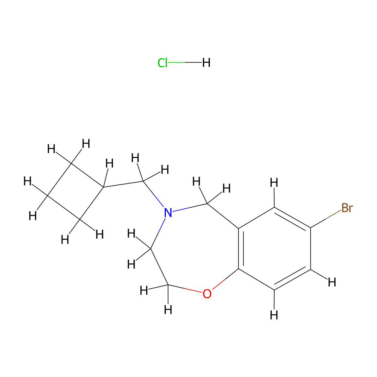 7-Bromo-4-(cyclobutylmethyl)-3,5-dihydro-2H-1,4-benzoxazepine hydrochloride molecular structure, CAS 2034155-35-4