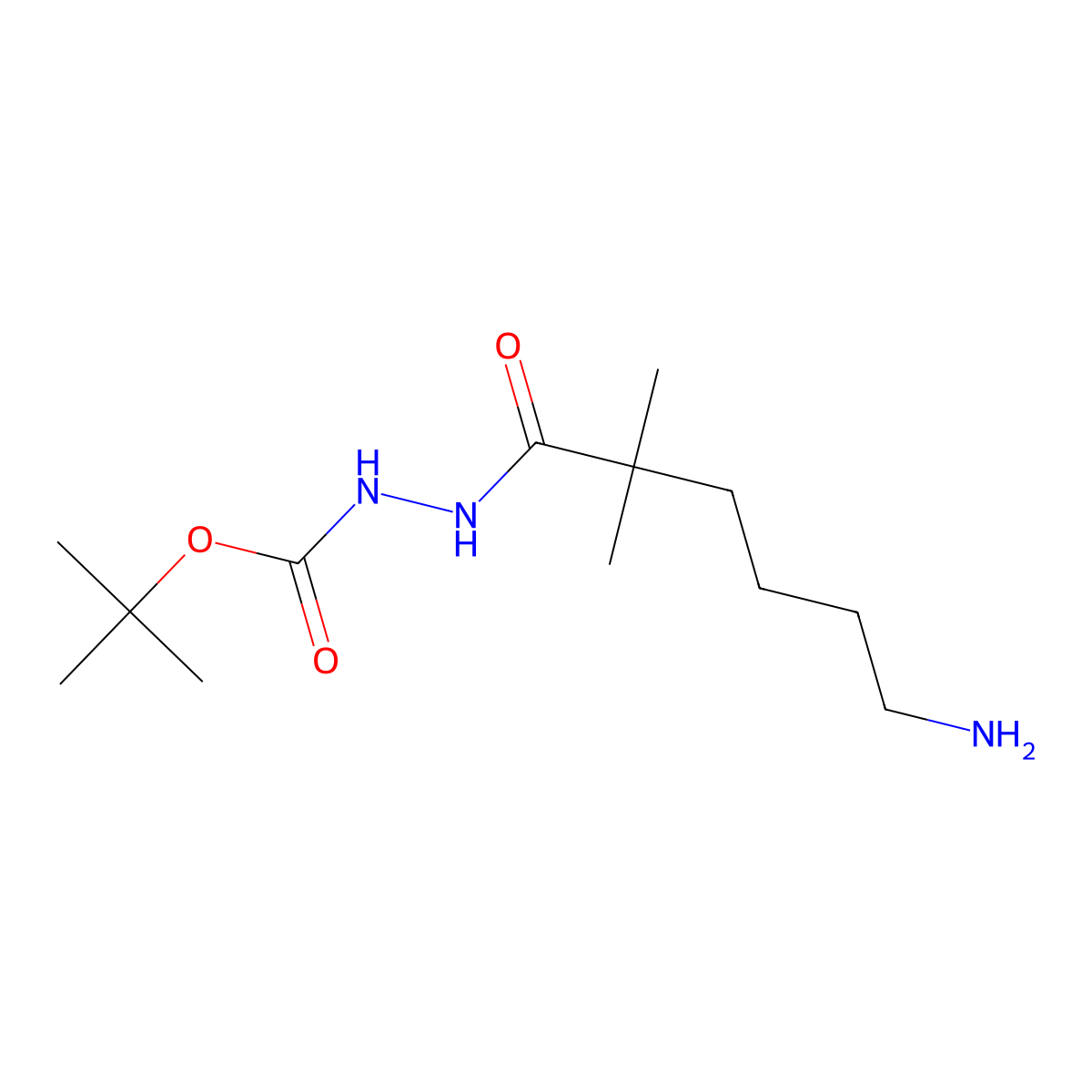 6-amino-N'-(tert-butoxycarbonyl)-2,2-dimethylhexanehydrazide molecular structure, CAS 2034155-43-4