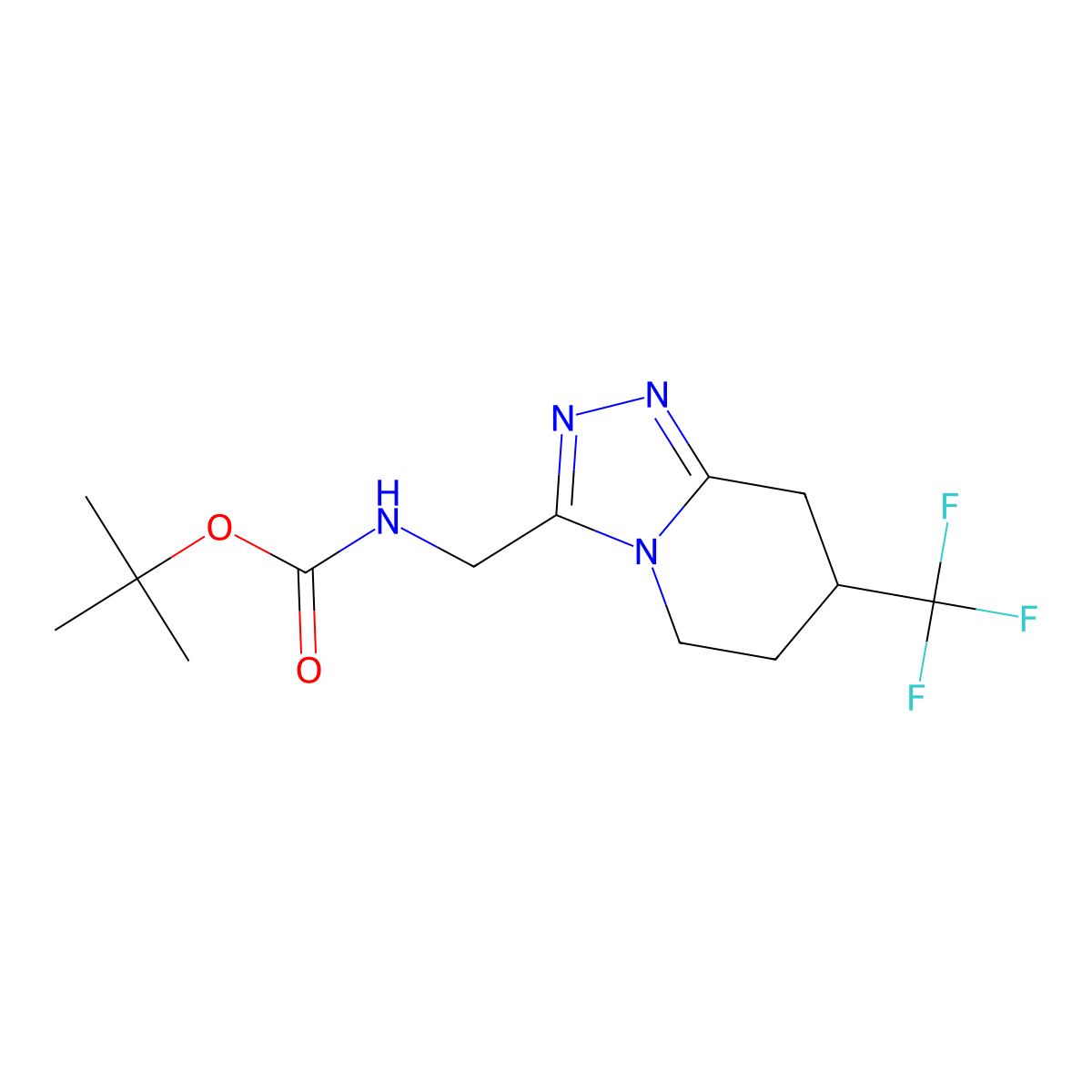 Tert-butyl ((7-(trifluoromethyl)-5,6,7,8-tetrahydro-[1,2,4]triazolo[4,3-a]pyridin-3-yl)methyl)carbamate molecular structure, CAS 2034155-59-2