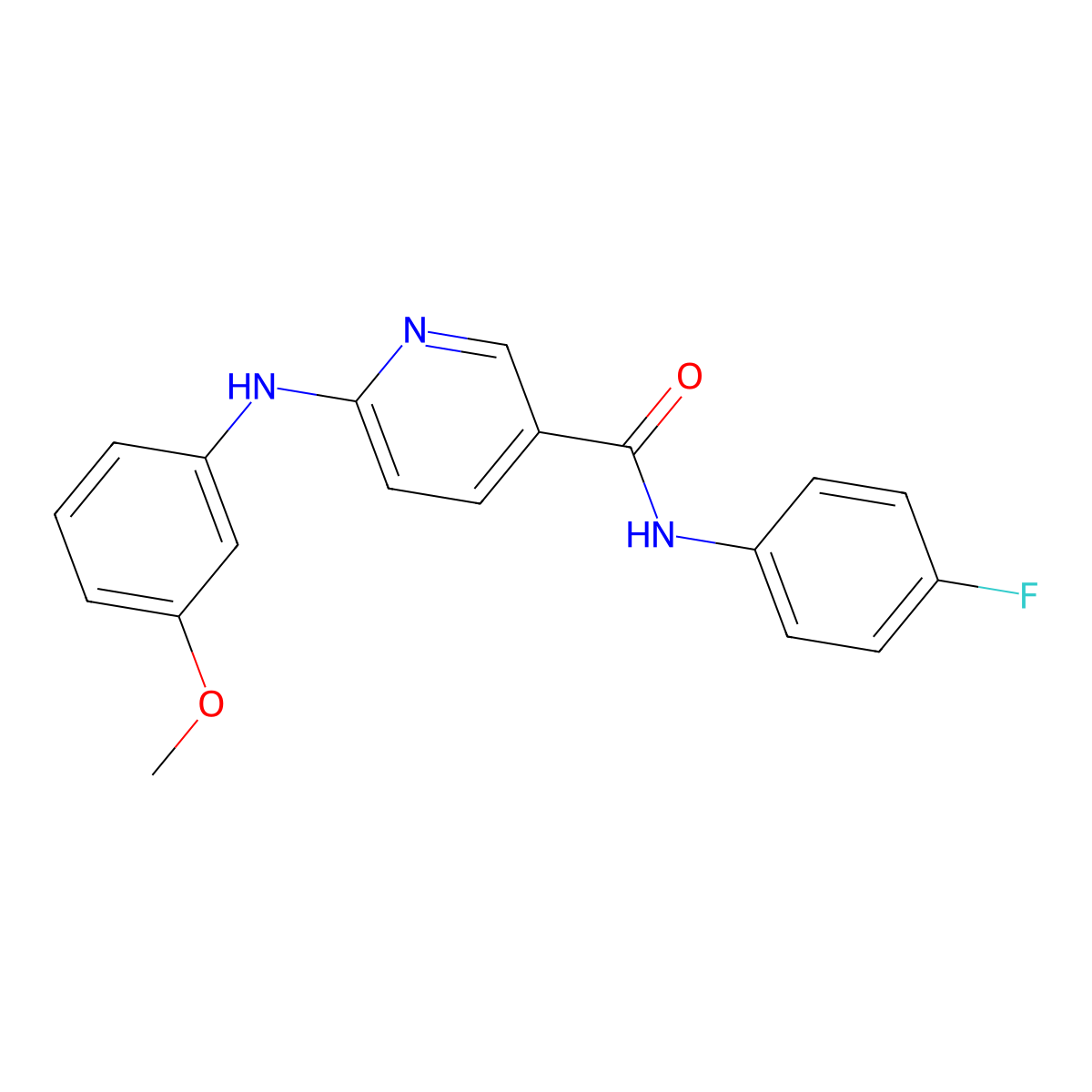 N-(4-fluorophenyl)-6-((3-methoxyphenyl)amino)nicotinamide molecular structure, CAS 2034156-65-3