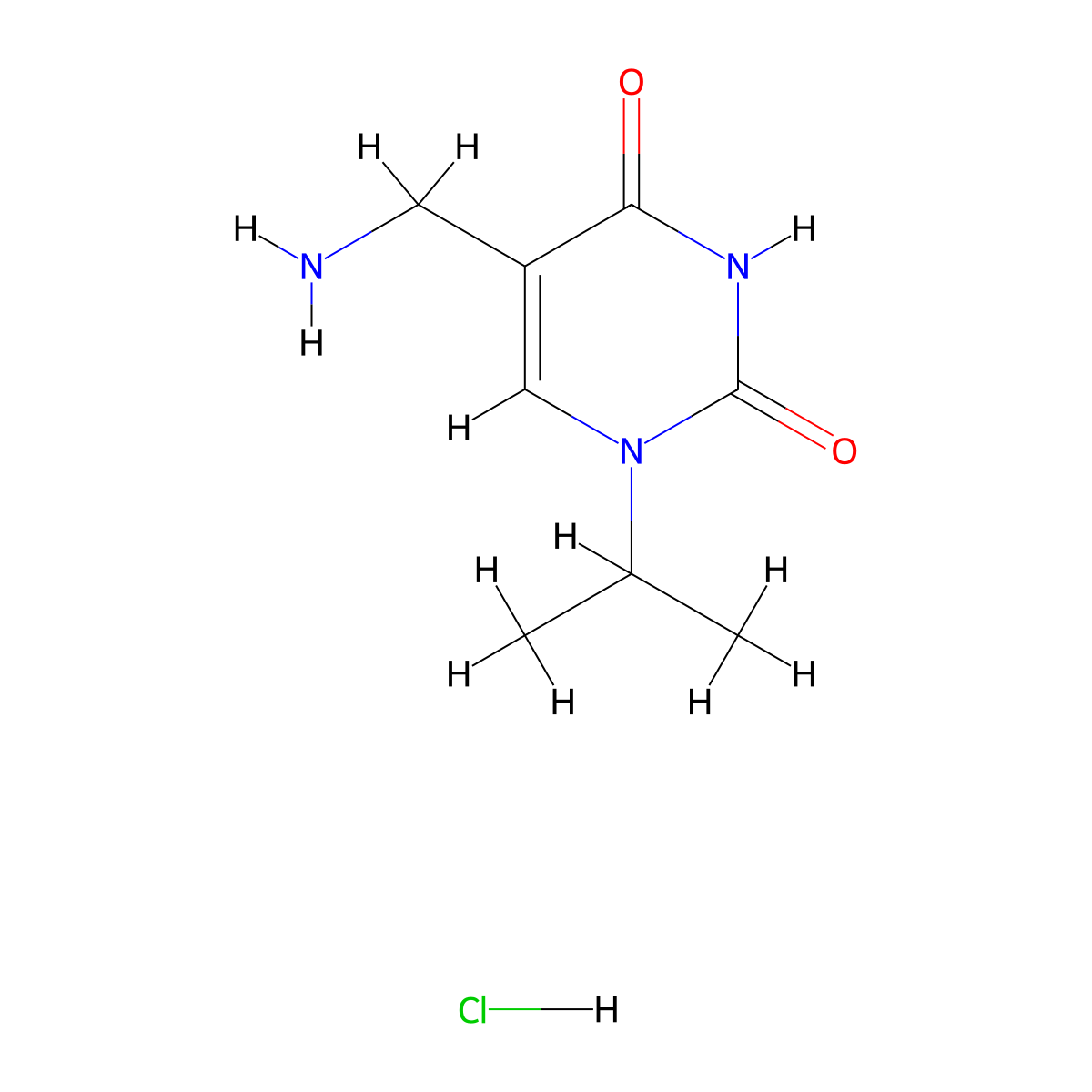 5-(aminomethyl)-1-isopropylpyrimidine-2,4(1H,3H)-dione hydrochloride molecular structure, CAS 2034156-72-2