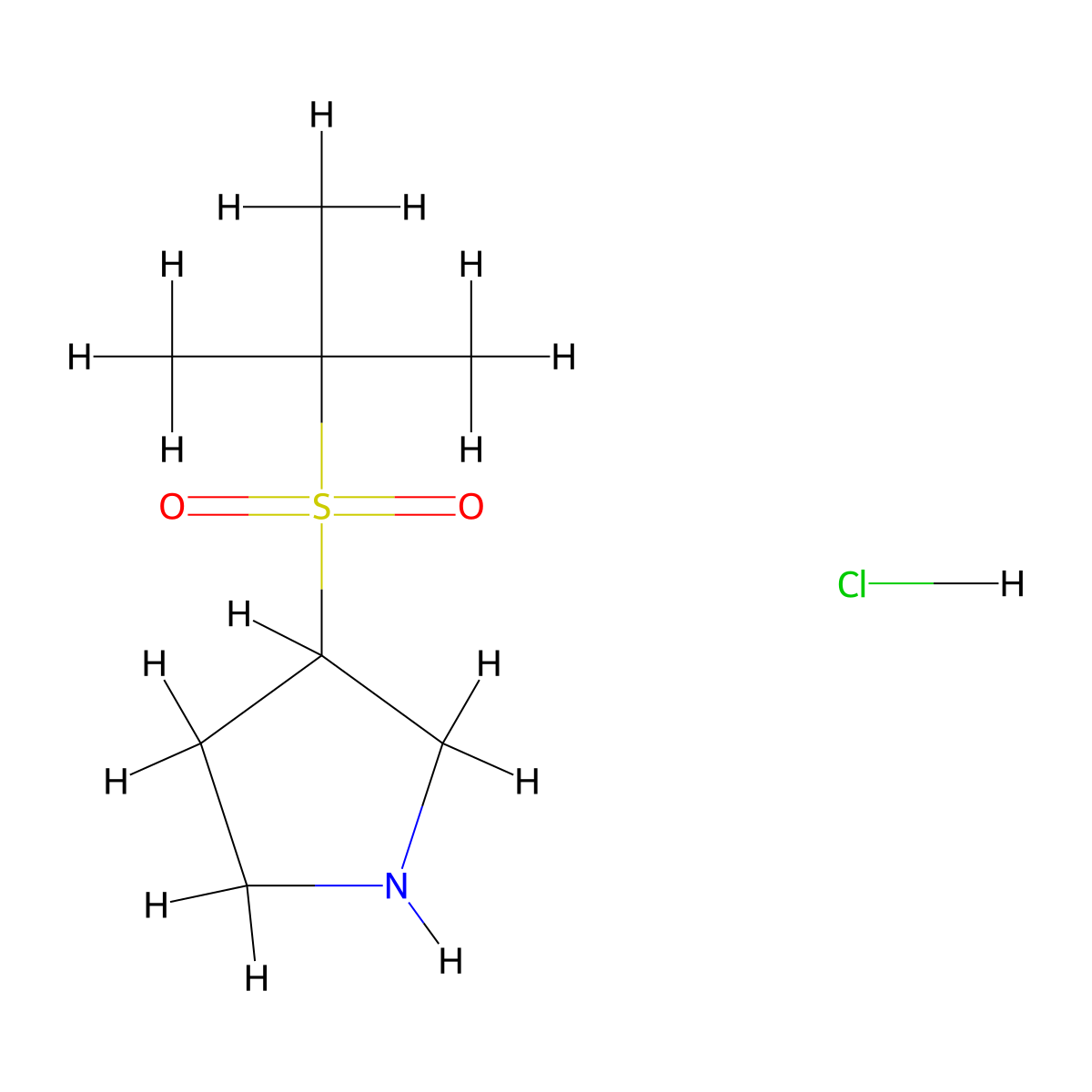 3-(2-Methylpropane-2-sulfonyl)pyrrolidine hydrochloride molecular structure, CAS 2034156-73-3