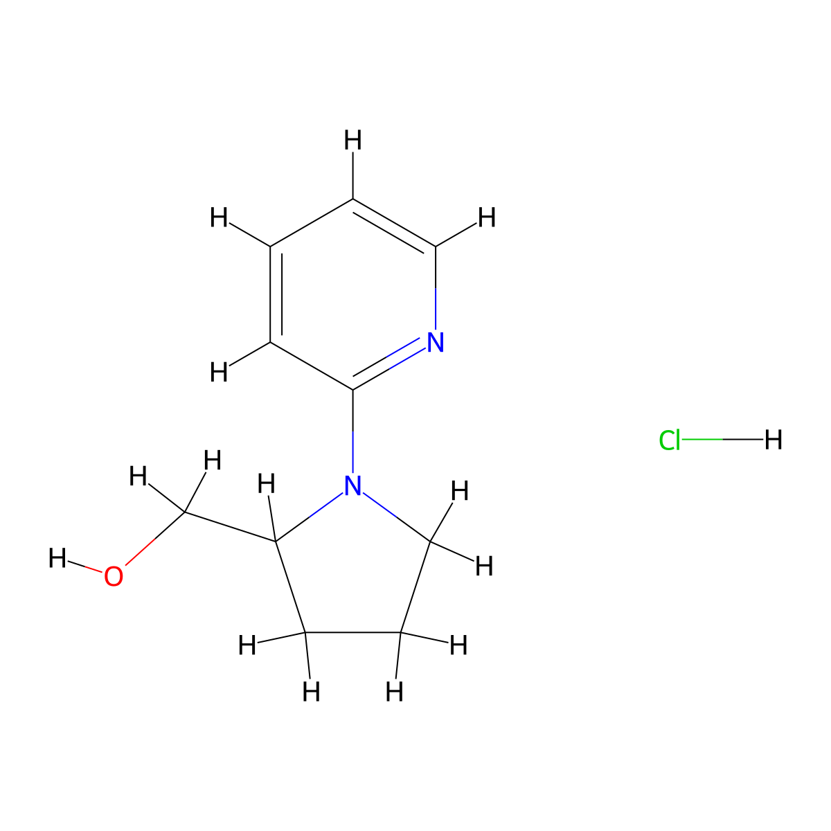 [1-(Pyridin-2-YL)pyrrolidin-2-YL]methanol hydrochloride molecular structure, CAS 2034156-84-6