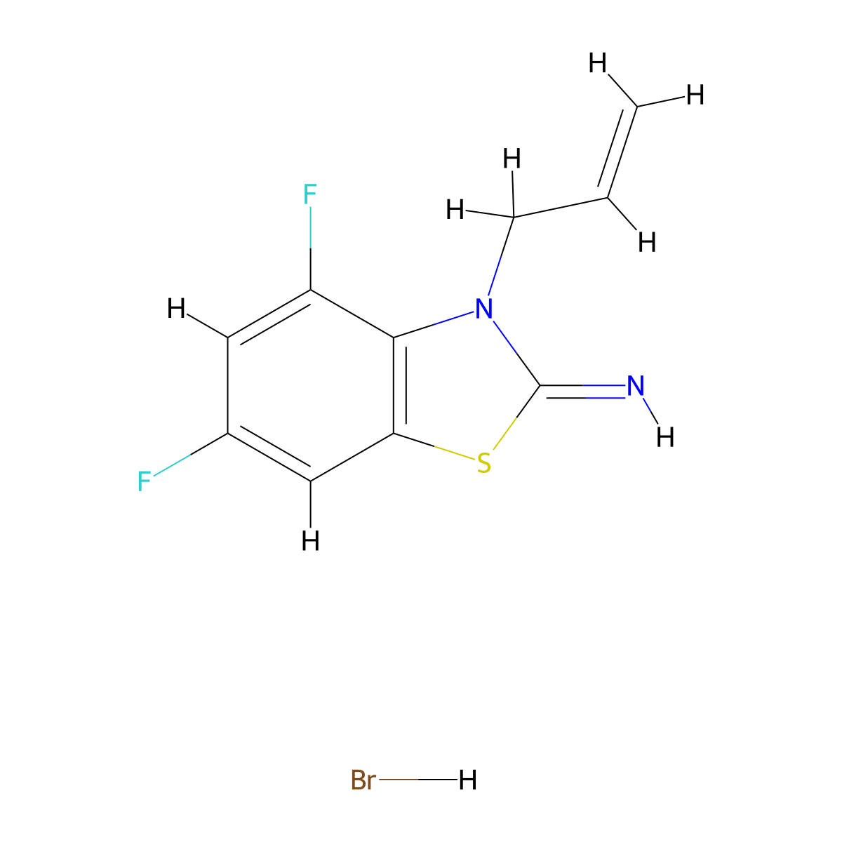 3-allyl-4,6-difluorobenzo[d]thiazol-2(3H)-imine hydrobromide molecular structure, CAS 2034156-88-0
