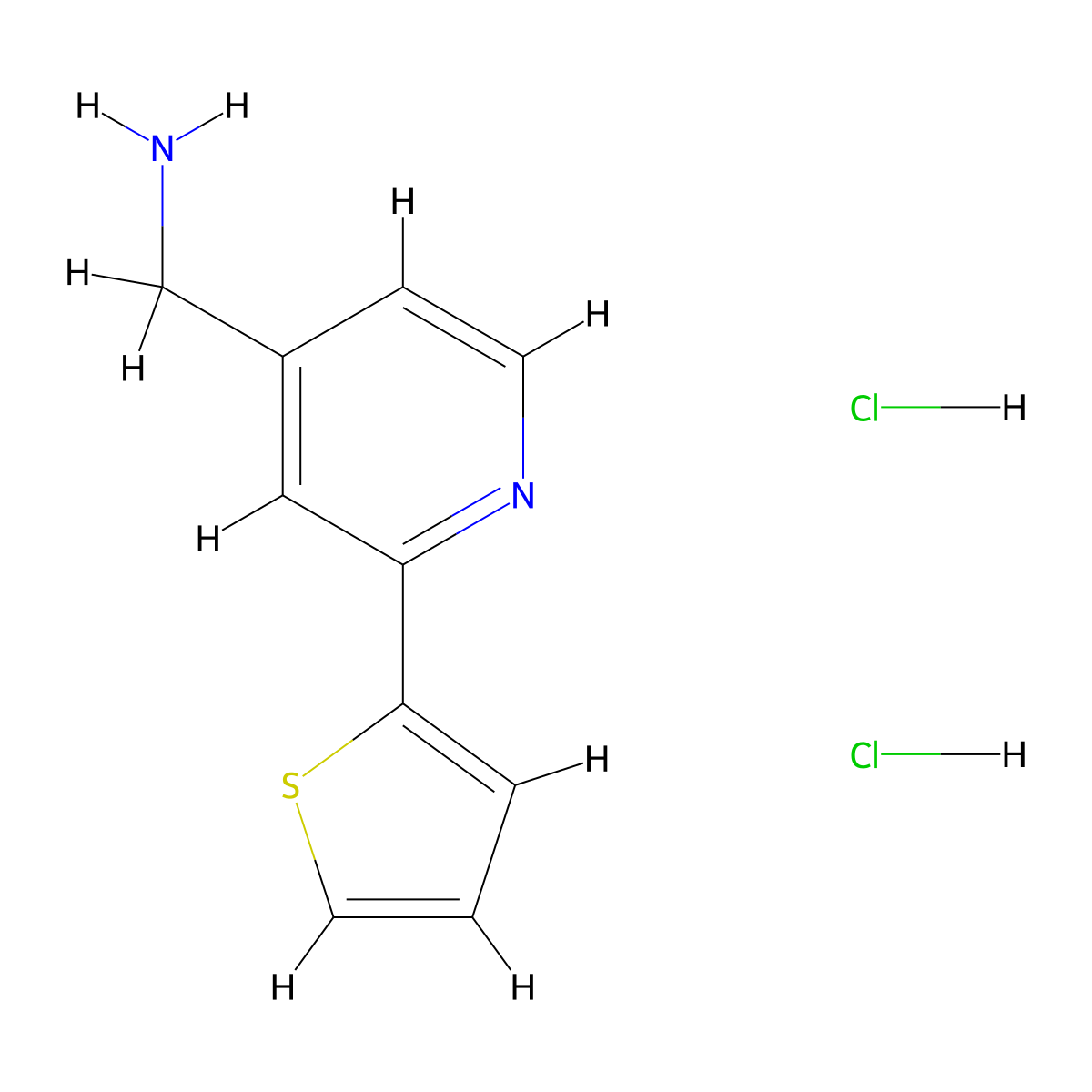 (2-(Thiophen-2-yl)pyridin-4-yl)methanamine dihydrochloride molecular structure, CAS 2034156-96-0
