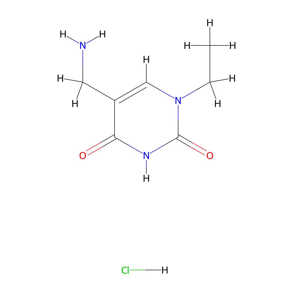 5-(aminomethyl)-1-ethylpyrimidine-2,4(1H,3H)-dione hydrochloride molecular structure, CAS 2034156-98-2