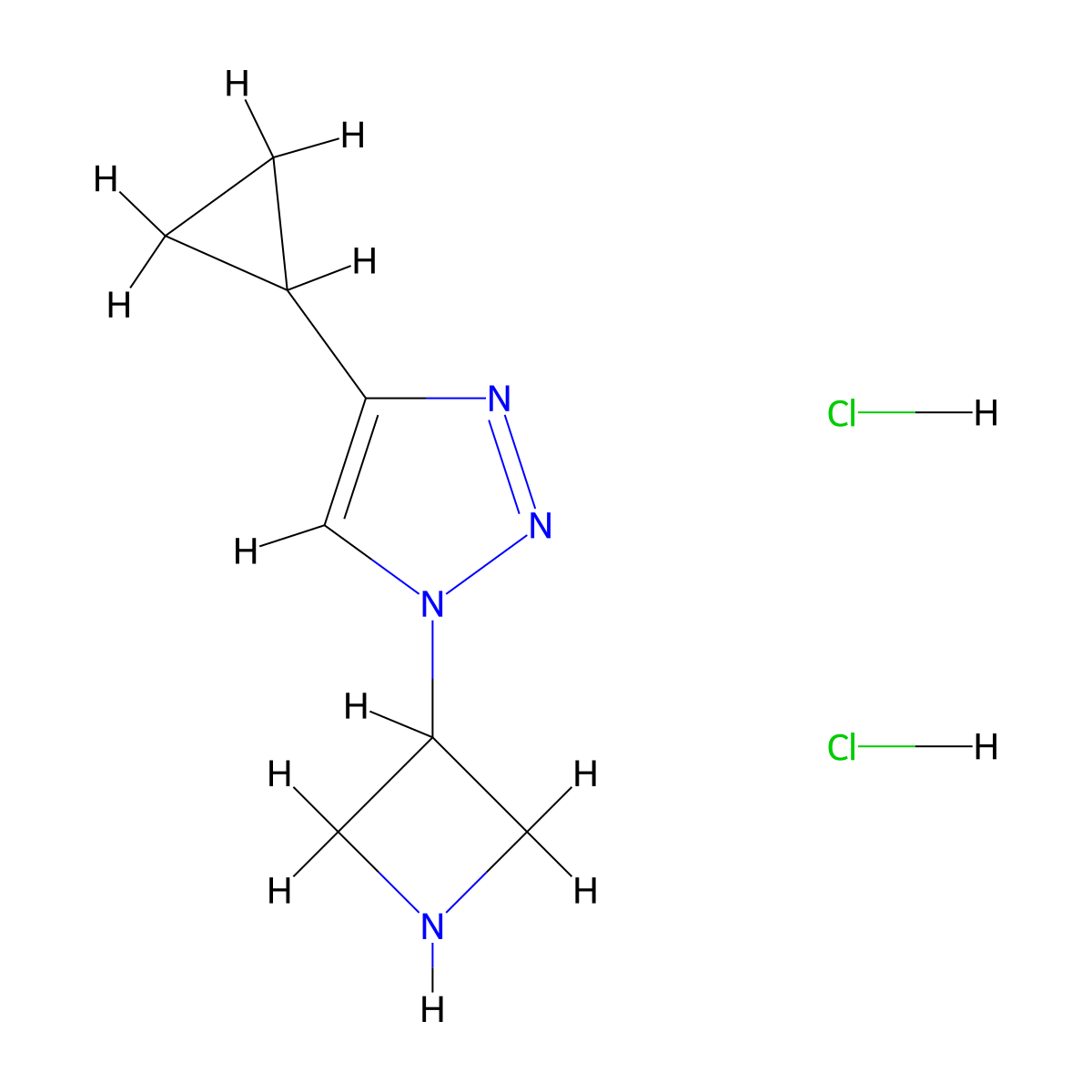 1-(azetidin-3-yl)-4-cyclopropyl-1H-1,2,3-triazole dihydrochloride molecular structure, CAS 2034157-00-9