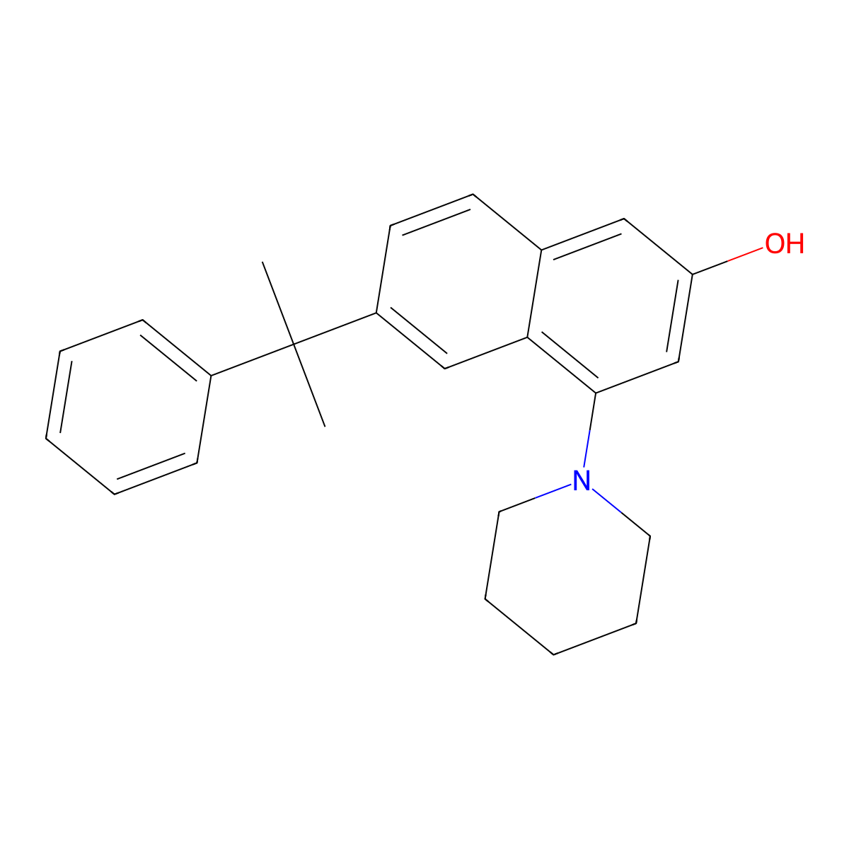 6-(2-Phenylpropan-2-yl)-4-(piperidin-1-yl)naphthalen-2-ol molecular structure, CAS 2034157-10-1