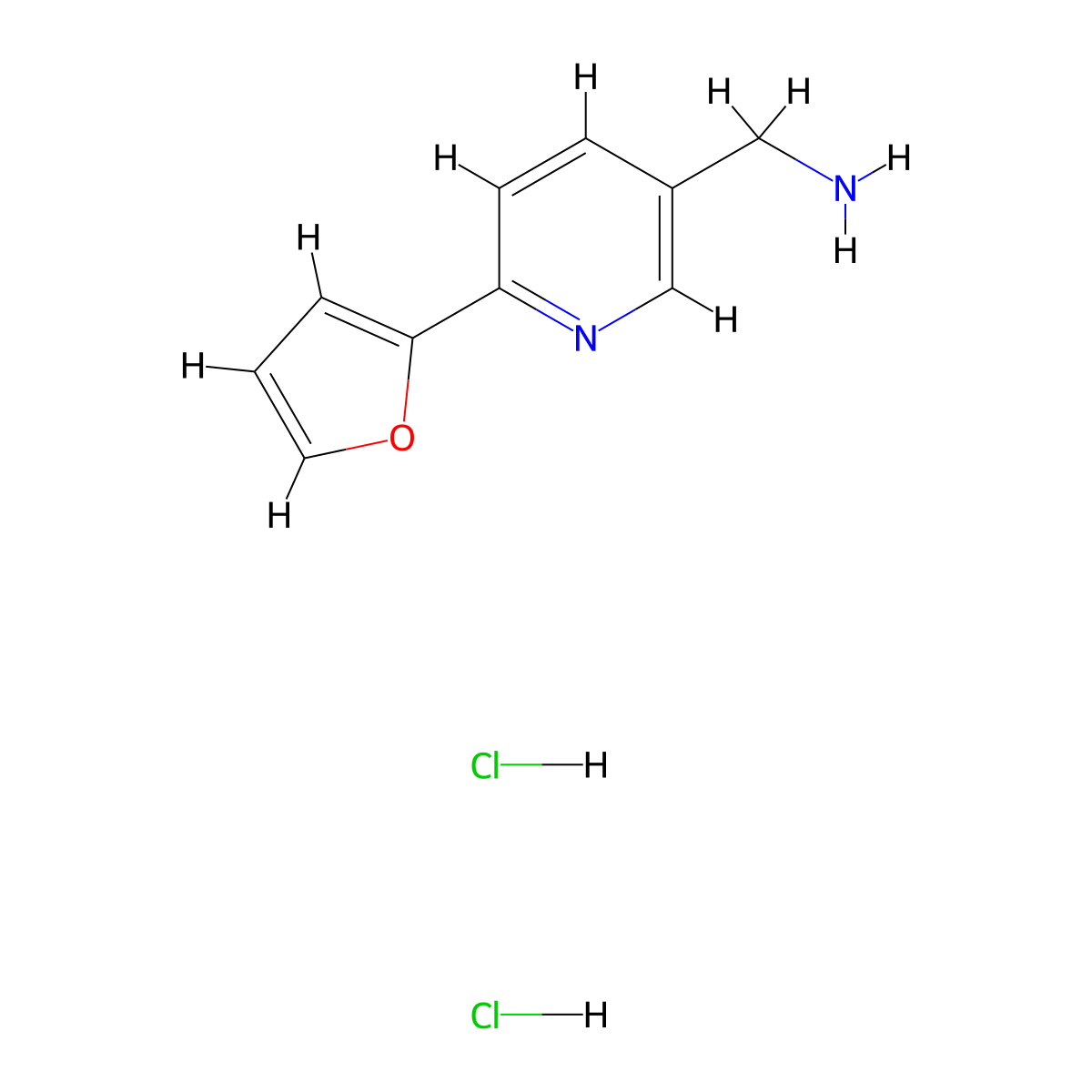 [6-(Furan-2-yl)pyridin-3-yl]methanamine dihydrochloride molecular structure, CAS 2034157-14-5
