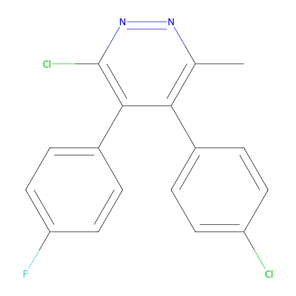 3-Chloro-5-(4-chlorophenyl)-4-(4-fluorophenyl)-6-methylpyridazine molecular structure, CAS 2034157-25-8