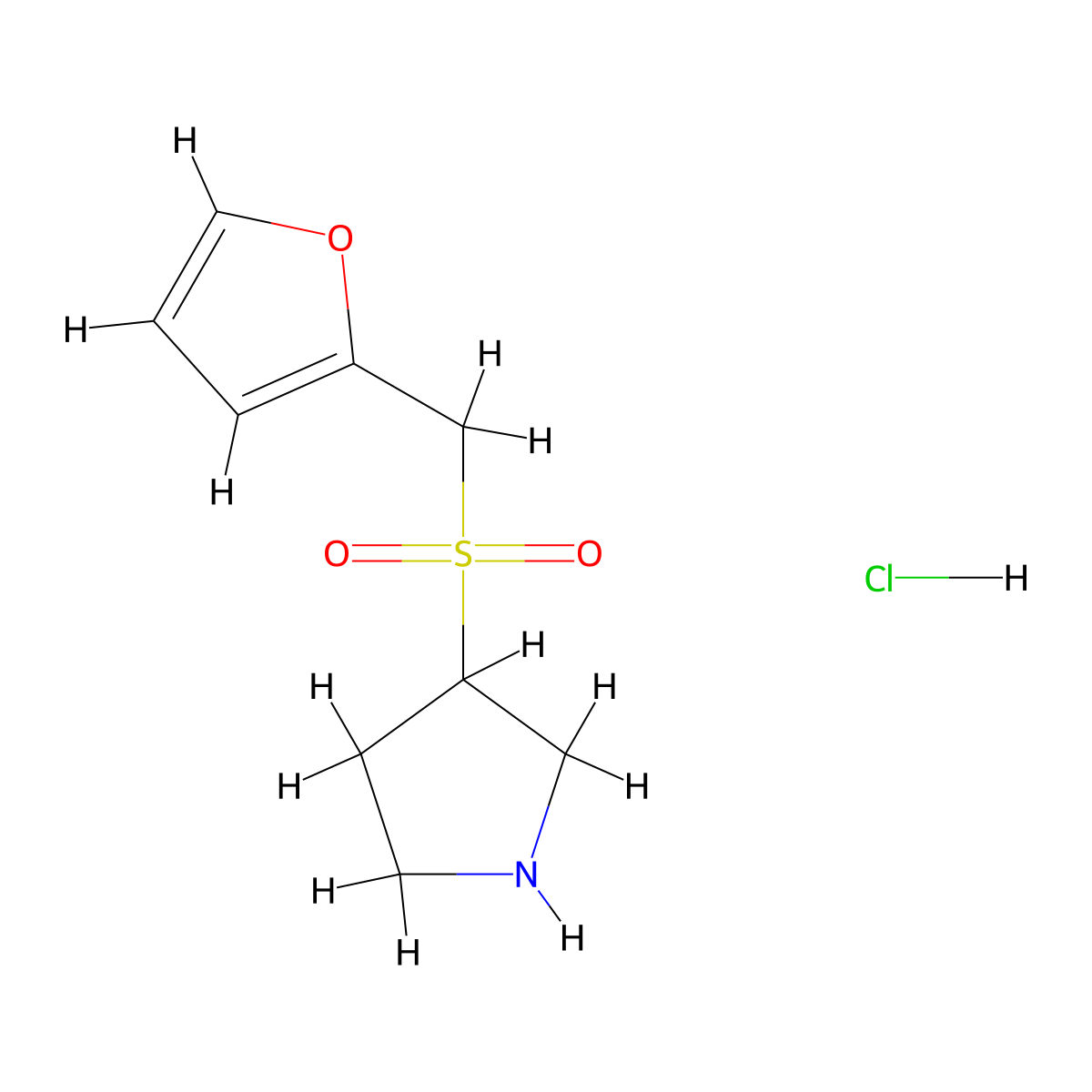 3-((Furan-2-ylmethyl)sulfonyl)pyrrolidine hydrochloride molecular structure, CAS 2034157-28-1