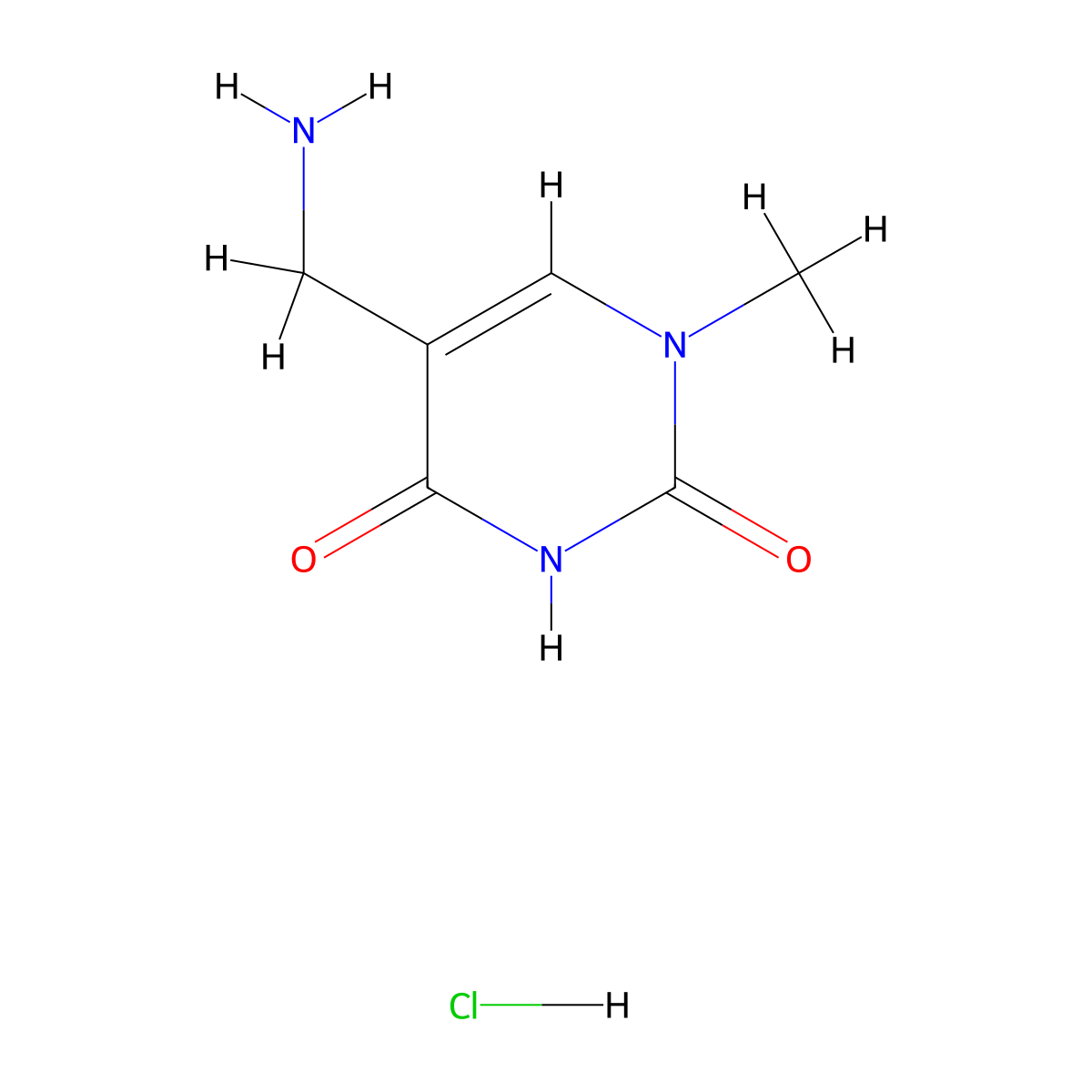 5-(aminomethyl)-1-methylpyrimidine-2,4(1H,3H)-dione hydrochloride molecular structure, CAS 2034157-29-2