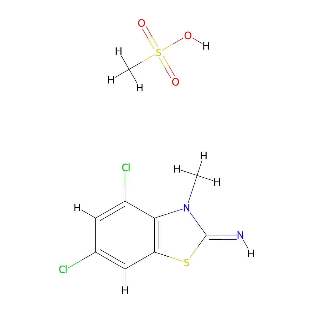 4,6-dichloro-3-methylbenzo[d]thiazol-2(3H)-imine methanesulfonate molecular structure, CAS 2034157-40-7