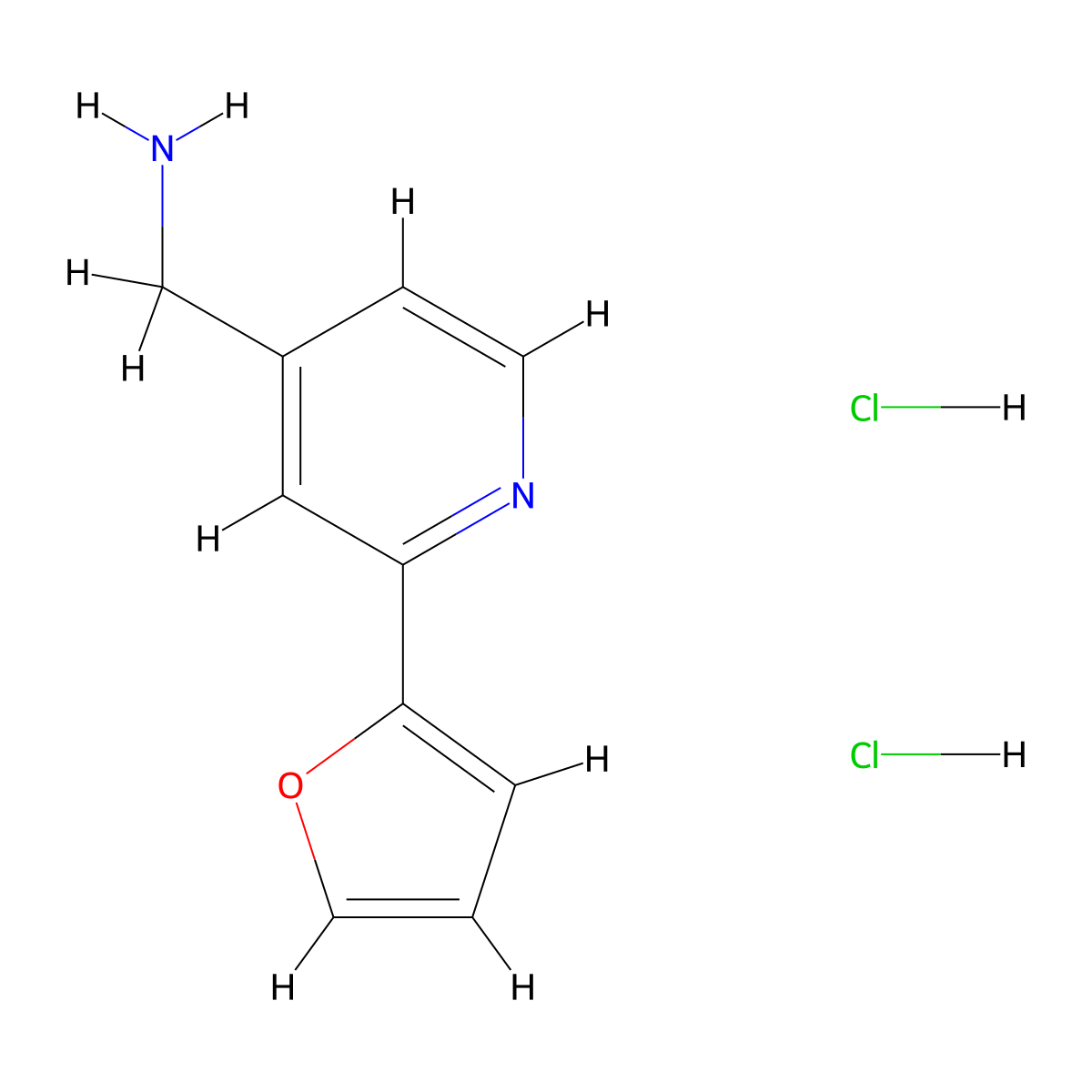 (2-(Furan-2-yl)pyridin-4-yl)methanamine dihydrochloride molecular structure, CAS 2034157-46-3