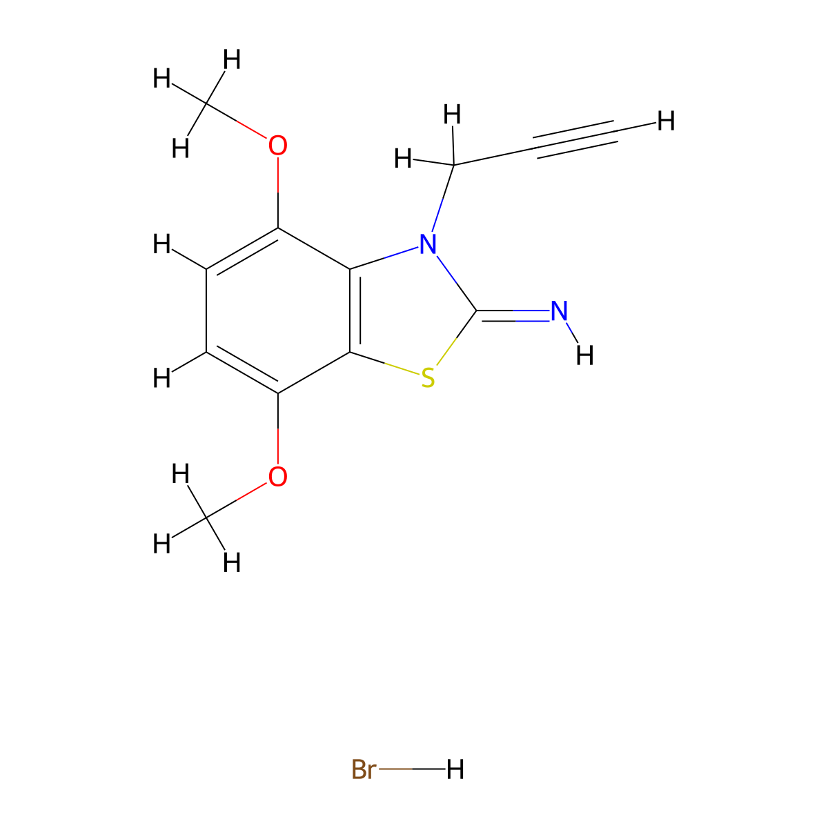 4,7-dimethoxy-3-(prop-2-yn-1-yl)benzo[d]thiazol-2(3H)-imine hydrobromide molecular structure, CAS 2034157-56-5