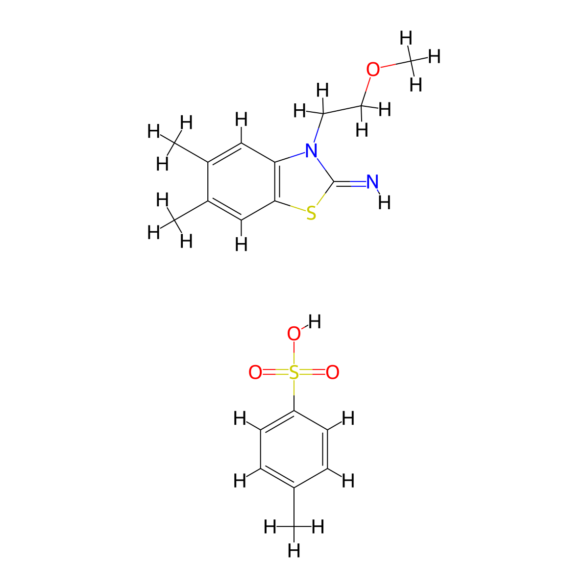 3-(2-methoxyethyl)-5,6-dimethylbenzo[d]thiazol-2(3H)-imine 4-methylbenzenesulfonate molecular structure, CAS 2034157-62-3