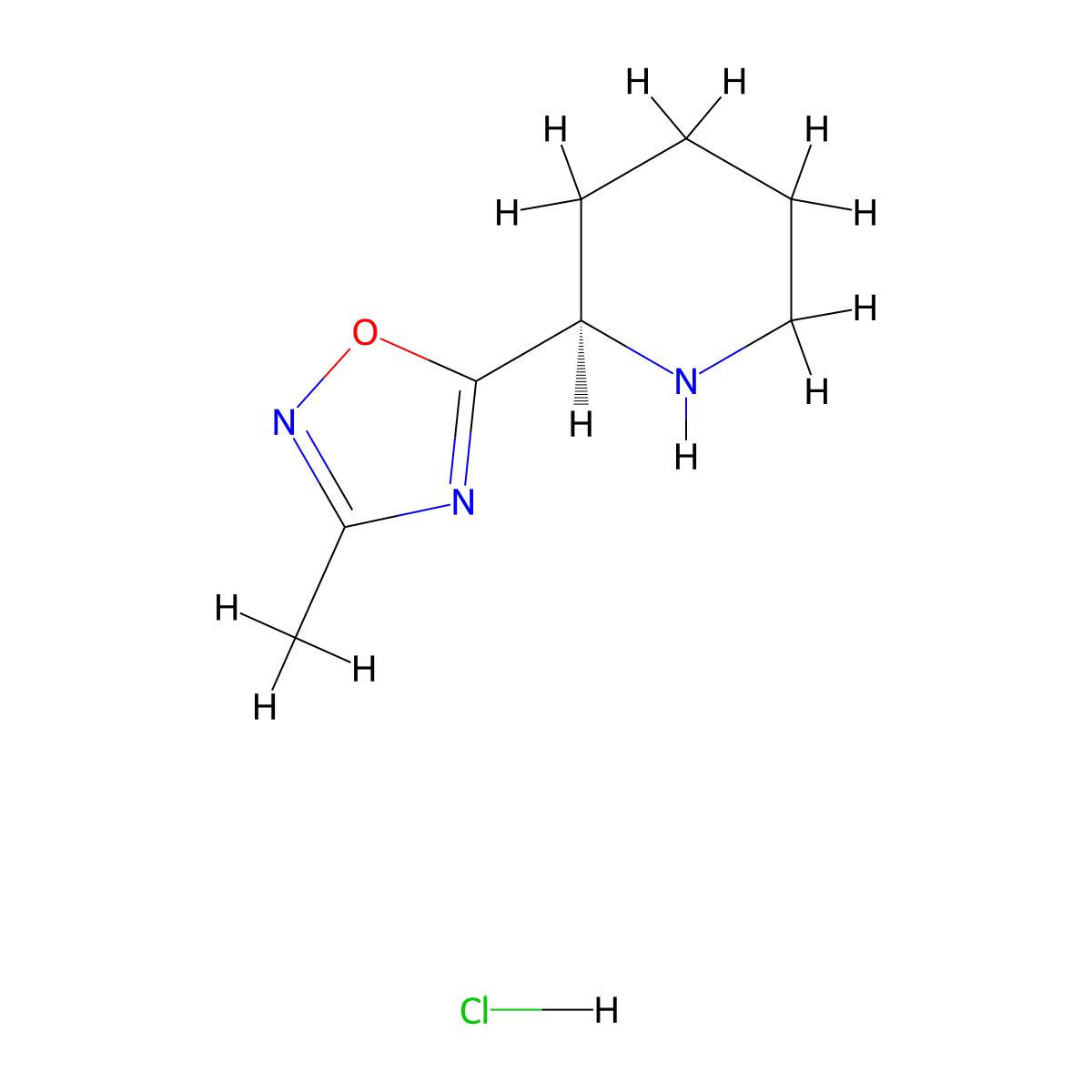(R)-3-methyl-5-(piperidin-2-yl)-1,2,4-oxadiazole hydrochloride molecular structure, CAS 2034166-37-3
